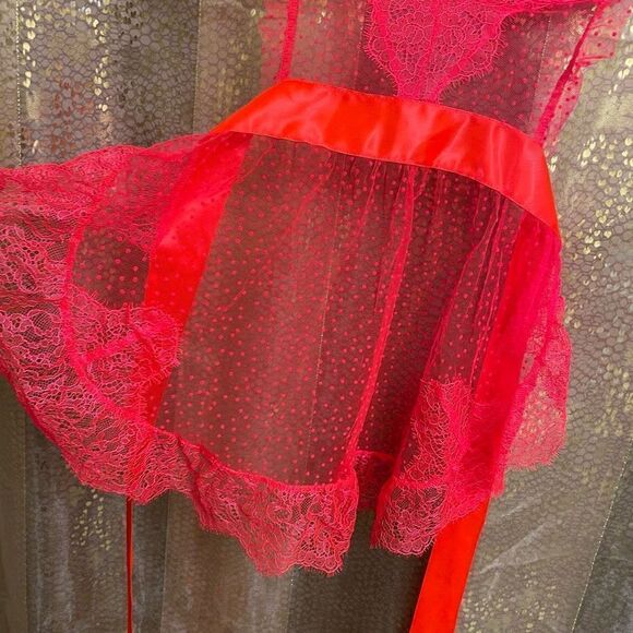 Victoria’s Secret Neon Hot Pink Polka Dot Push Up Babydoll Lingerie, 36C NWOT - Picture 5 of 10